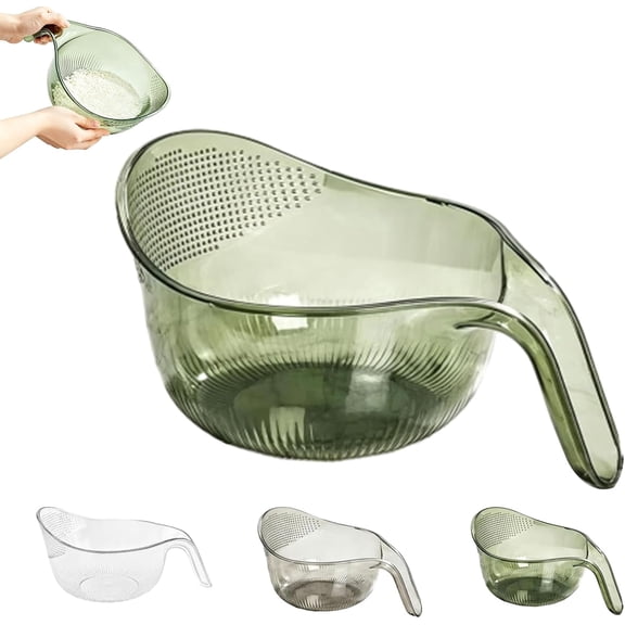 Rice Washing Bowl Strainer, Fine-Hole Drainer with Handle for Rice, Grains & Produce1pcs