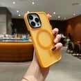 thumbnail image 5 of Frosted Case for iPhone 12, Skin-Feel Strong Magnetic Phone Cover Compatible with MagSafe, Milirary Grade Drop Protection Shockproof Translucent Lightweight Slim Case, Yellow, 5 of 10
