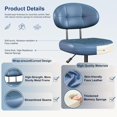 thumbnail image 5 of Misolant Vanity Chair with Back, Small Armless Cute Office Chair with Wheels and Lumbar Support, Comfy PU Leather Desk Computer Chairs with Adjustable Height, 360° Swivel for Home Bedroom, Navy Blue, 5 of 16