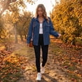 thumbnail image 4 of KLHDSF Women's Corduroy Button Down Shacket Long Sleeve Lapel Collar Coat with Chest Pockets Soft Lightweight Fall Spring Casual Jacket for Women Navy S, 4 of 6