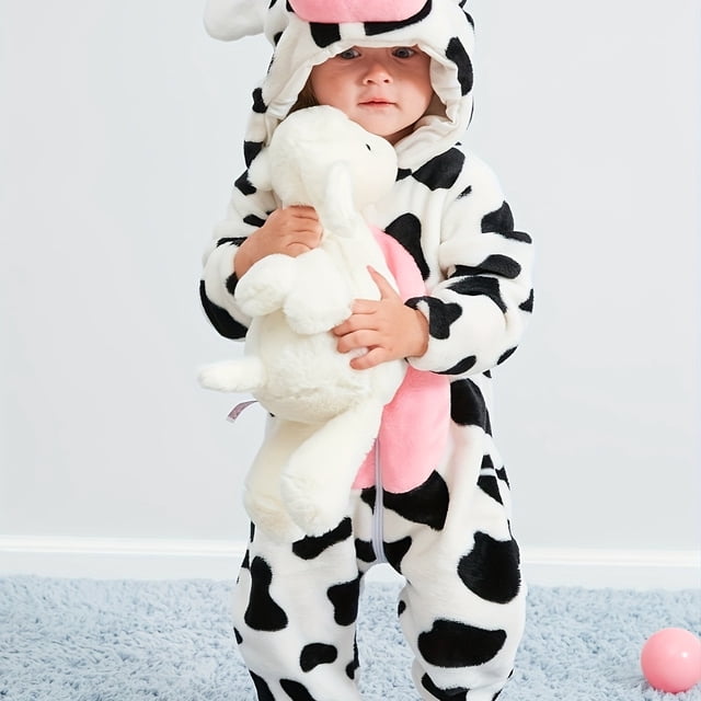 Mono Con Forma De Vaca Superbonita Para Bebés Y Niños, Ropa Térmica Gruesa Para Niños, Disfraces De Halloween Cosplay