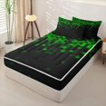 thumbnail image 2 of jejeloiu Green Pixel Miners Zipper Twin Comforter Sets with Fitted Sheet and 2 Pillowcases Kids,Abstract Geometric Plaid Zipper Bedding Set For Boys,Reversible,4-Piece, 2 of 7