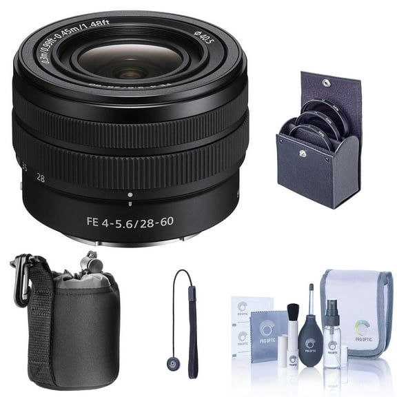 Sony FE 28-60mm f/4-5.6 Lens, Bundle with 40.5mm Filter Kit, Lens Case, Cleaning Kit, Lens Cap Tether