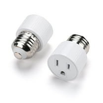 DELight 2 Pack Light Socket to Plug Adapter E26/E27 Bulb Socket to 3 Prong Outlet Porch