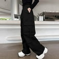 thumbnail image 5 of HAiming Girls Cargo Pants Casual Elastic Waist Straight Wide Leg Loose Workout Hiking Pants with Multi Pockets, 5 of 5