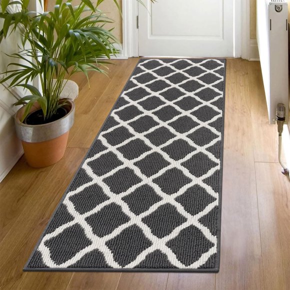 Alfombra SHACOS 50 x 150 cm, antideslizante, lavable, gris oscuro