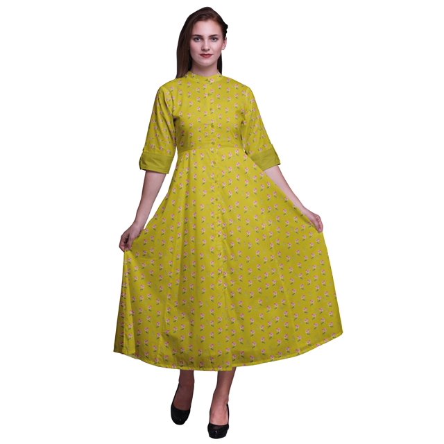 Bimba Robe Chemise à Imprimé Floral à Boutons, Col Mandarin, Manches Retroussables - X-Grand