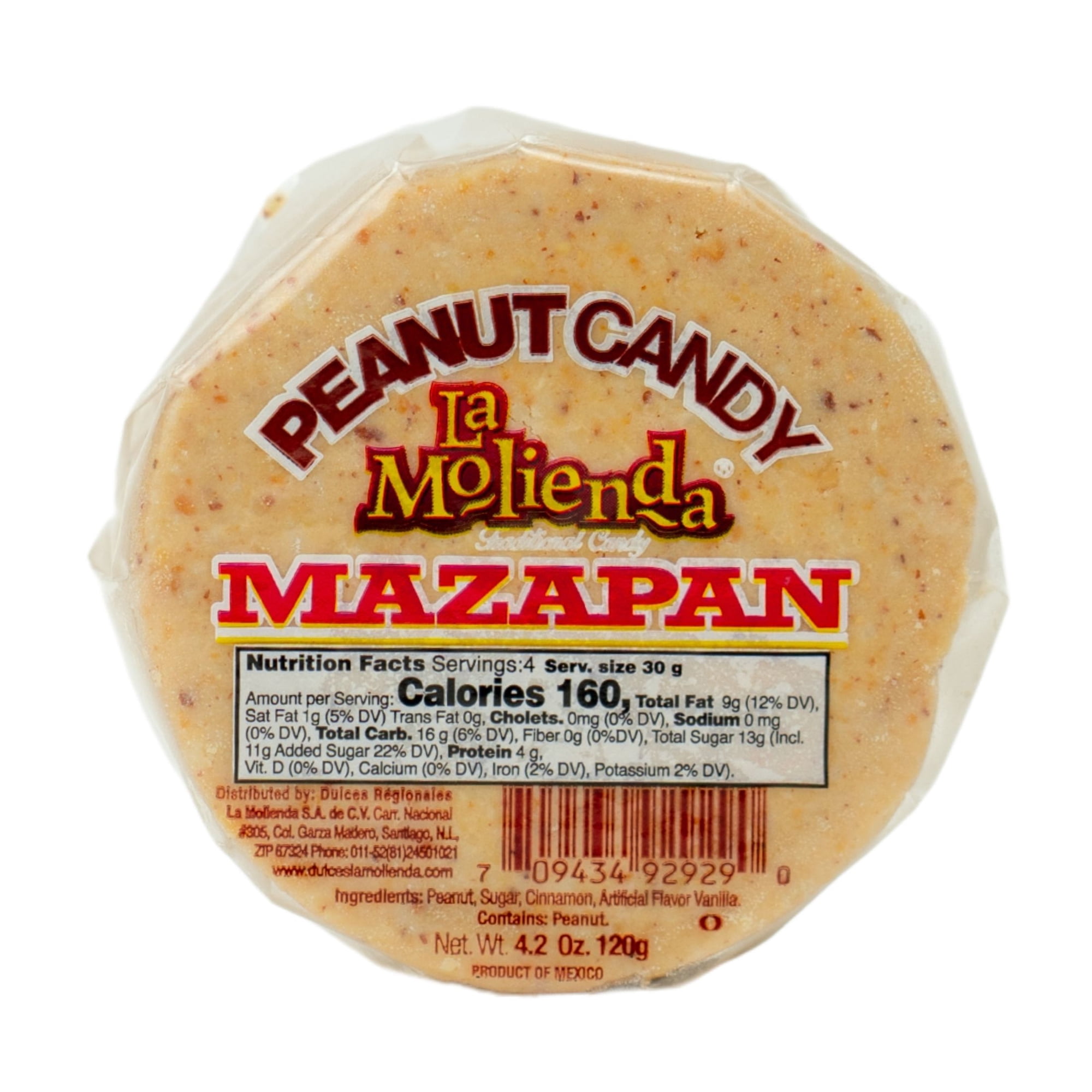 La Molienda Mazapan Peanut Candy, Mexican Traditional Ground Nut Candy, 4.22 oz