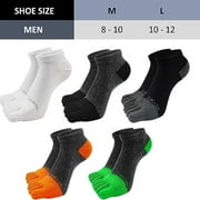AMITOFO Toe Socks for Men Athletic Running Ankle Socks Breathable Mesh Low Cut Barefoot Five Finger Toe Socks, 5 Pairs Size 10-12