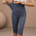 thumbnail image 6 of BOOMILK Womens Maternity Leggings High Waisted Stretch Over The Belly Pregnancy Yoga Pants Activewear Slim Knee Length Shorts Blue, 6 of 8