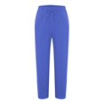 thumbnail image 5 of Audhol Casual Pants for Women Women's Summer High Waisted Baggy Pants Casual Ankle Length Trouser Slacks with Pockets Comfy Pants Women Blue1 3XL, 5 of 7