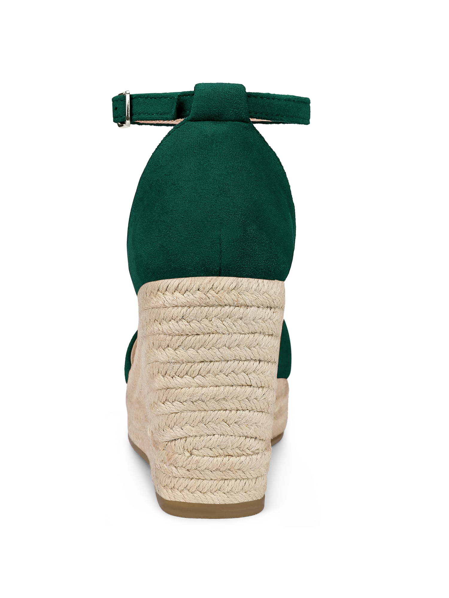 DARING DIVA Women's Espadrille Platform Ankle Strap Wedge Heel Sandals Green 7.5