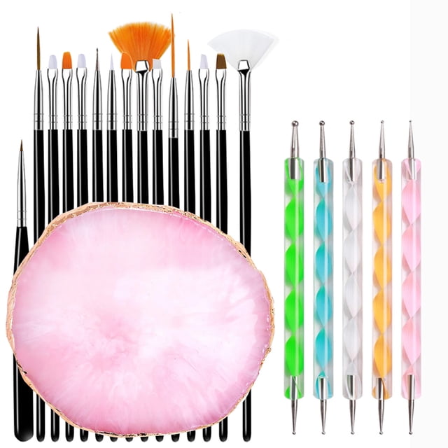 Juego de 21 pinceles para decoración de uñas, paleta de resina, pintura para decoración de uñas, 2497