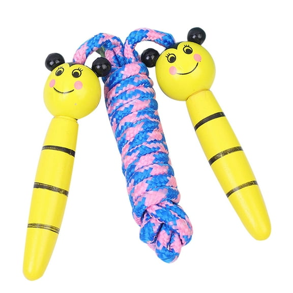 Cotton Jump Rope for Kids-Wooden Handle - Adjustable Cotton Braided Fitness