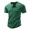 thumbnail image 5 of LMOIPLI Mens Slim Fit Henley T Shirt with Button Placket Soft Breathable Cotton Blend Short Sleeve Tee for Casual Daily Wear Green XXL, 5 of 9