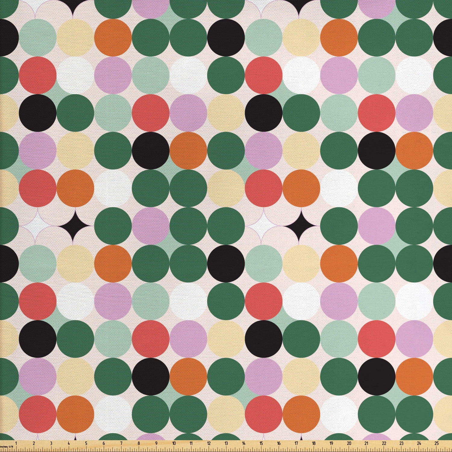 Pop Art Fabric by The Yard, Repeating Geometric Circles Round Ornaments