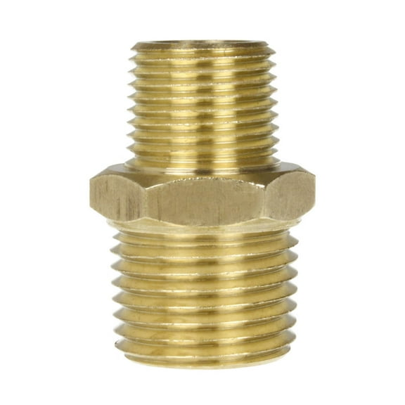 1/2" x 3/8" Male NPTF Pipe Reducing Hex Nipple Solid Brass Pipe Fitting New