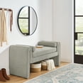 thumbnail image 3 of Smilegend Upholstered Storage Ottoman Bench, 50 Inch Large Storage Chest with Rolling Arms, Linen Fabric Bed End Bench for Bedroom, Living Room, Entryway, Gray, 3 of 8