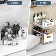 thumbnail image 6 of White Under Sink Organizers and Storage, 2 Pack Pull Out Drawer Cabinet Organizer, 2-Tier Slide Out Under the Sink Organizer for Bathroom, Kitchen Bedroom, Closets, Cabinet, 6 of 9