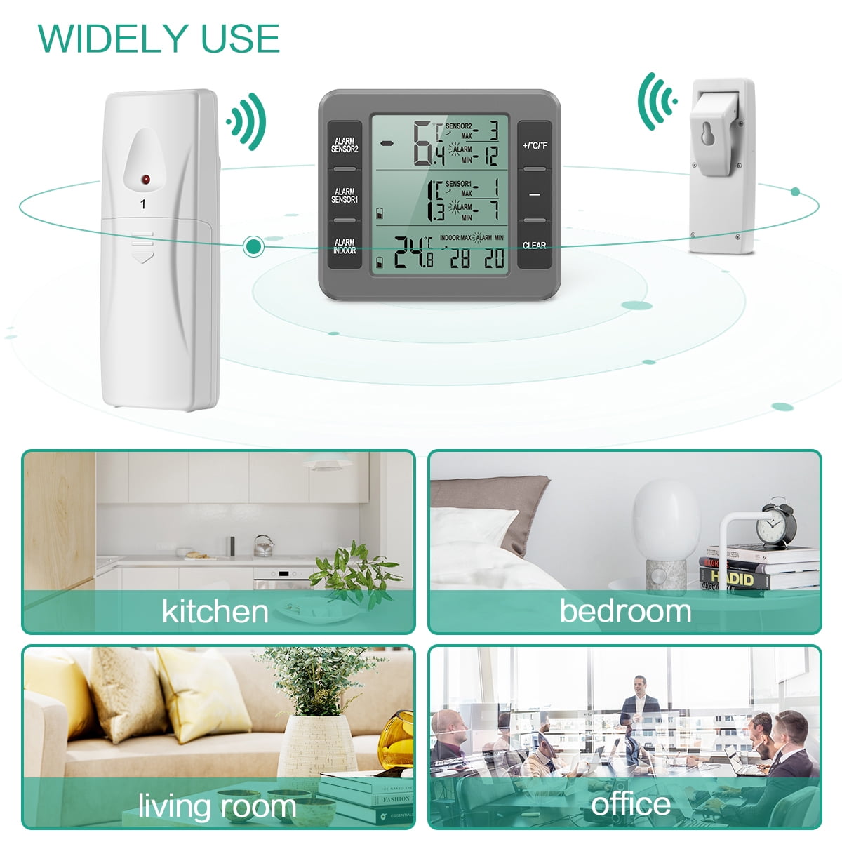 Refrigerator Thermometer, AMIR Wireless Indoor Outdoor Thermometer