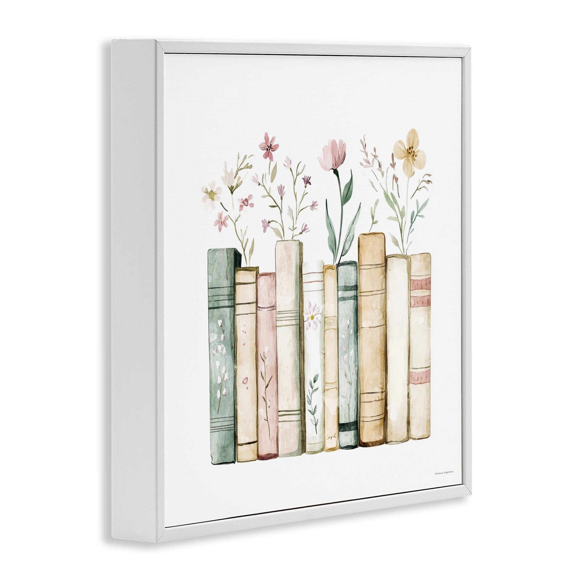 Stupell Industries Floral Stories Library White Framed Giclee Art, design by Svetlana Aleynikova