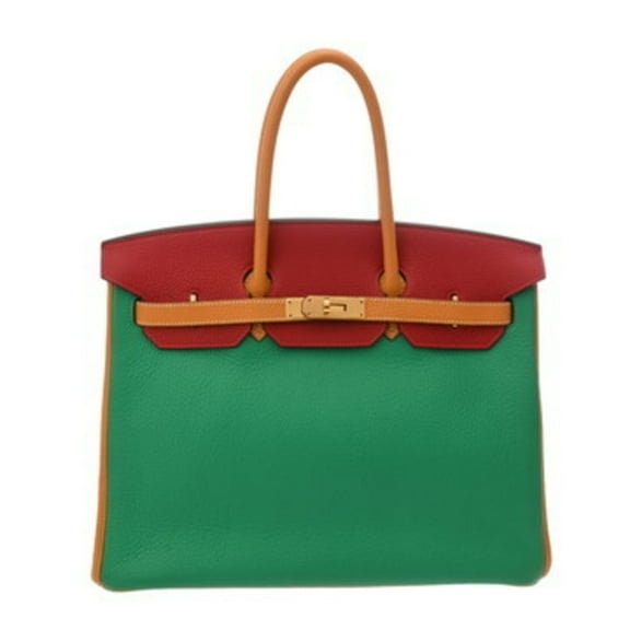 Pre-Owned HERMES Birkin 35, Personal Order, Mint/Moutard/Rouge Cazac, P Stamp (circa... (Good)