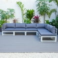 thumbnail image 4 of LeisureMod Chelsea 6-Piece Outdoor Patio Sectional Weathered Grey Aluminum With Blue Cushions, 4 of 14