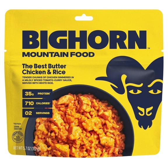 The Best Butter Chicken & Rice, Freeze Dried Backpacking Meal, 2 Servings