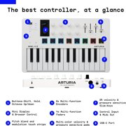 Arturia MiniLab 3 25-Key MIDI Controller Keyboard, White