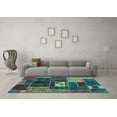 thumbnail image 3 of Ahgly Company Indoor Round Patchwork Turquoise Blue Transitional Area Rugs, 7' Round, 3 of 4