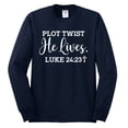thumbnail image 2 of Wild Bobby Plot Twist He Lives Luke 24:23 Inspirational/Christian Men Long Sleeve Shirt, Navy, 3X-Large, 2 of 5