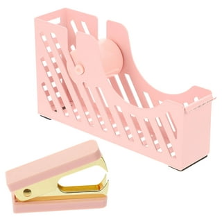 Clear Acrylic Rose Gold Stapler and Tape Dispenser Holder Set Dress Up Home, Office, School Desk Accessories Set of High End Luxury Staplers and Tape  Holders
