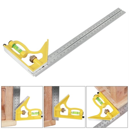 

ESTINK Stainless Steel Combination Square Combination Square Stainless Steel Adjustable Portable Ruler Wood Measuring Tool Yellow 300mm Combination Angle Ruler