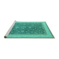 thumbnail image 2 of Ahgly Company Machine Washable Indoor Round Oriental Turquoise Blue Industrial Area Rugs, 3' Round, 2 of 4