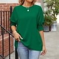 thumbnail image 5 of Womens Tops Women's Summer Casual And Loose Solid Color Round Neck T-shirt With Haif Sleeve Casual Top, 5 of 5