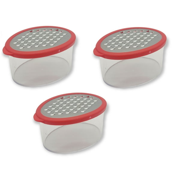 Handy Housewares Mini Grater with Container - Ideal for Grating Garlic, Cheese and Zesting Citrus - Random Color 3 Pack