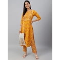 thumbnail image 3 of Janasya Indian Women's Mustard Cotton Floral Print Kurta with Pant, 3 of 9