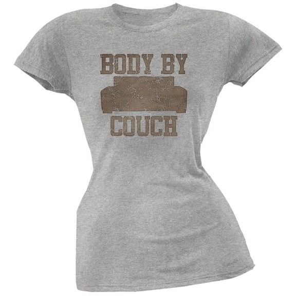 Body by Couch Heather Grey Juniors Soft T-Shirt - Large