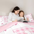 thumbnail image 4 of Manfei Cute Plaid Personalized Initial D Bedding Comforter Set 7 Pieces for Kids Girls,Teens Kawaii Ribbon Bow Full Bedding Set,Pink Reversible,Luxury Bedroom Decor, 4 of 7