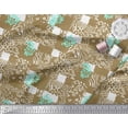 thumbnail image 2 of Soimoi Brown Cotton Cambric Fabric Brush Stroke & Leopard Animal Skin Print Sewing Fabric Yard 56 Inch Wide, 2 of 3