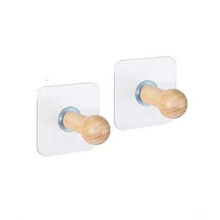

Xenoty Wooden Self Adhesive Wall Hooks Utility For Towel Bathrobe Coat Hanging Bathroom Hooks Sticky Door Hook - 2 Pieces