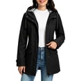 thumbnail image 4 of SEMPAI Lightweight Waterproof Jacket Women Windbreaker Jackets for Women Hooded Stylish Long Sleeve Coat with Pocket Loose Zipper Button Climbing Suit Black L, 4 of 7