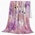 thumbnail image 2 of Dreamy Kitten Floral Portrait, Cozy Pet Portrait Pattern, Warm Flannel Blanket for Living Room and Bedroom with Detailed Artwork, Cat Lovers Just Because Gift, Pet Lover Home Decor, 2 of 9
