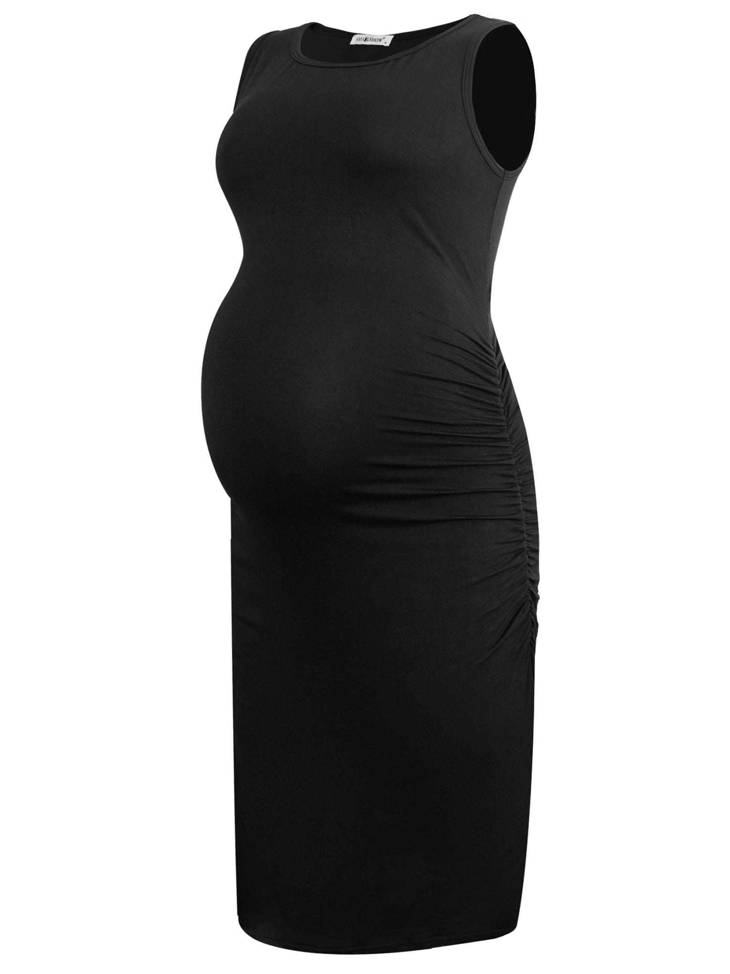 Smallshow Women's Ruched Maternity Dress Clothes Sleeveless Bodycon