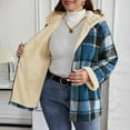thumbnail image 4 of Winter Plaid Fleece Hooded Jackets for Women Fashion Casual Zip up Long Sleeves Warm Coat, 4 of 6