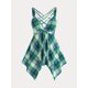 thumbnail image 1 of Tank Top con Escote Pico con Cordón Combinado en Talla Extra Rosegal Camisetas sin mangas de talla grande, 1 of 5