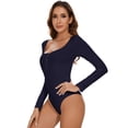 thumbnail image 4 of Vaslanda Women's Henley Shirt Round Neck Button Down Ribbed Sleeveless Tank Top Long Sleeve Bodysuits, 4 of 5