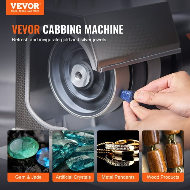VEVOR Cabbing Machine, 6" 1/4HP 1800rpm eficiente, pulidora de roca lapidaria con lámpara y bomba de agua, máquina de facetado de gemas, máquina de molienda de roca para piedra jade, crear cabujones