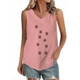 thumbnail image 1 of Tops de Lino para las Mujeres Pequeña Impresión Cuello Redondo Botón Arriba Manga Corta, Tops Cortos para las Mujeres, 1 of 4