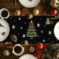 thumbnail image 5 of Black Christmas Tree Dresser Scarf Farmhouse, Dining Table Decorations for Wedding/Parties, Snowflake Tree Xmas Table Runner 48 Inches Long for Kitchen Dining, 13 x 48 In, 5 of 9